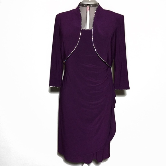 R&M Richards Dresses & Skirts - R&M Richards Plum Cocktail Dress with Jacket 10
